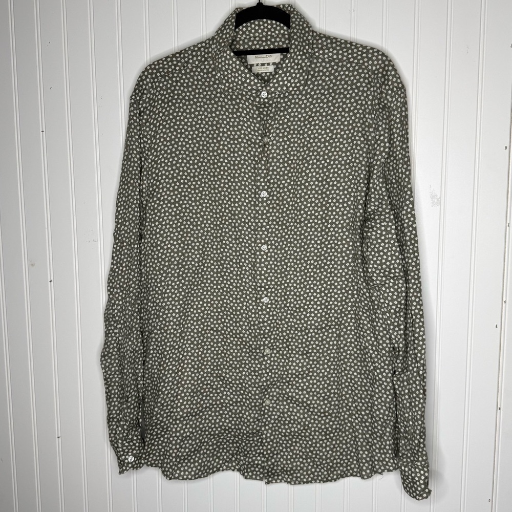 Massimo Dutti Floral Print Floral Print Linen Long Sleeve Button Down Shirt XL